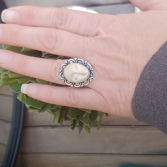 New Carved Goddess Face 925 Silver Ring. - Picture 9 of 9